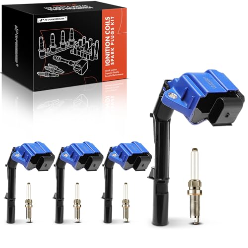 A-Premium (Blue) Set of 8 Ignition Coil Pack and Iridium Spark Plugs Compatible with Mercedes-Benz C300, C350e, E300, Sprinter 1500 2500 3500, GLC300, GLA250, SLK300, SLC300 & Infiniti Q50, Q60, QX30