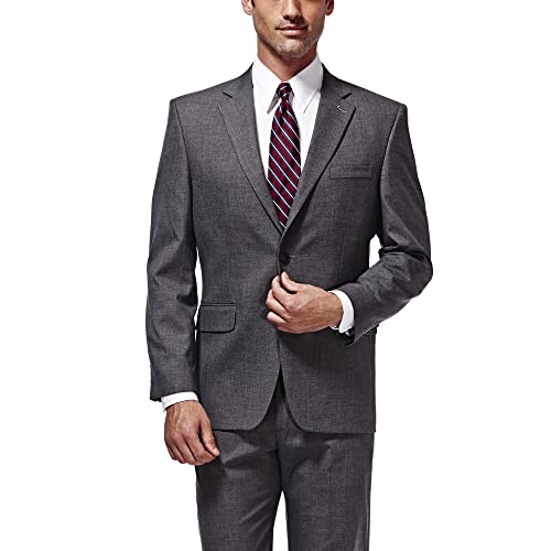 Haggar Mens Premium Stretch Classic Fit Separates - Pants & Suit Jacket, Dark Heather Grey - Jacket, 42 US