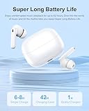 TUMJUN Wireless Earbuds, 42H Playtime Bluetooth 5.3 Headphones, HiFi Stereo Call Noise Cancelling Earbuds, IPX7 Waterproof Stereo in-Ear Earphones with LED Display for iOS Android (White)