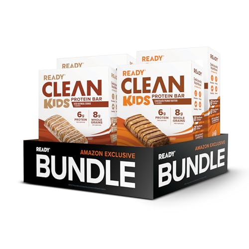 Ready® Clean Kids Whole Grain Protein Bar – Healthy Kids Snacks, Low Sugar, 8g Whole Grains, 6g Protein, Gluten Free Protein Snacks – Iced Oatmeal & Chocolate Peanut Butter (24 bar pack)