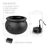 BIGINIWA Mist Maker in Large Witches Cauldron for Halloween - USB Mini Fog Machine with LED Lights and Splash Cover for Fish Tanks, Vases and Rockery Decoration