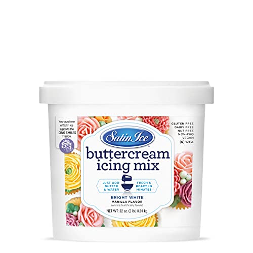 Satin Ice Bright White Buttercream Icing Mix For Cake Decorating (2 Pounds)