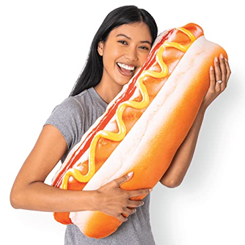 Much Comfort 30" 3D Supreme Hot Dog Throw Pillow - Made with Super Soft & Ultra Premium Fabric - Cute, Comfortable, Plush, Stuffed Body Cushion for Home Decor - Best Funny Gift for Meat Lovers - Large