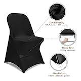 Jieqier Spandex Folding Chair Covers, Black Folding Chair Slipcovers 12 PCS, Universal Fitted Chair Slipcovers for Wedding, Party, Banquet, Holidays, Celebration