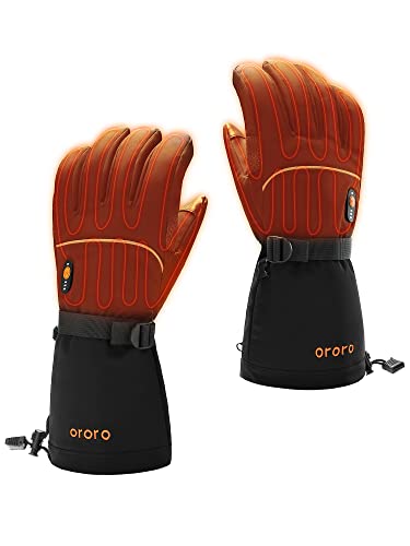 ORORO Heated Gloves for Women and Men, Rechargeable Heated Motorcycle Ski Gloves (Charger Not Included) (Black,L)
