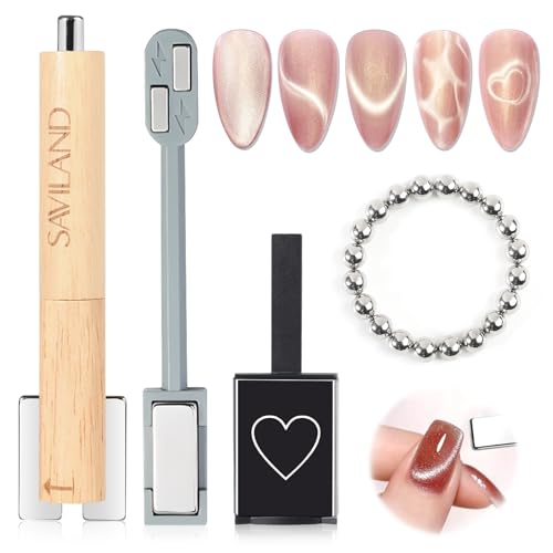 SAVILAND Cat Eye Magnet Set for Nail: Strong Nail Magnet 4 PCS for Cat Eye Gel Nail Polish Multifunctional Magnet Nails Accessories Magnet Stick for Cat Eye Nail Art Tools