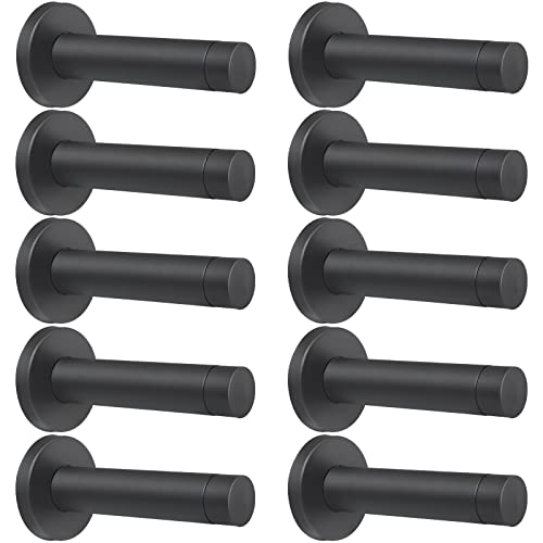 DOKU 10Pcs Door Stop, 3.5 Inch Heavy Duty 304 Stainless Steel Door Stopper with Rubber Tips Bumper, Wall Mounted Door Holder Protection Sound Dampening, Matte Black
