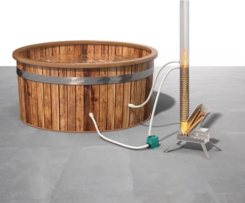 FanceSwim Outdoor Wood Burning Heater for Hot Tub, Portable Wood Fired Hot Tub Heaters,Titanium Coil Heat Exchanger Heating for Spas, Small Swiming Pools Heating Stove