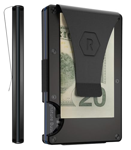 Ridge Wallet for Men - Slim Minimalist Compact Wallet and Card Holder, RFID Protected Front Pocket Wallets for Men with Integrated Money Clip (Royal Black)