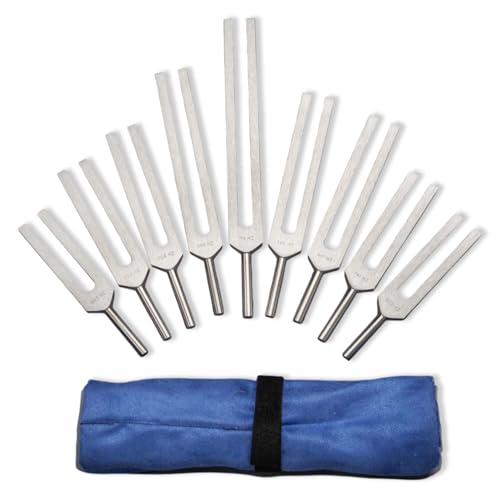 Solfeggio Tuning Forks Set for Healing – 9 Chakra Frequencies 174Hz to 963Hz | Precision-Machined Aluminum Alloy | Made in USA | Chakra Healing, Sound Therapy, Reiki, Yoga, Energy Balancing Tools.