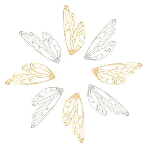 UNICRAFTALE Butterfly Wings Pendants Titanium Steel Laser Cut Butterfly Wings Charms Animal Theme Pendants for DIY Jewelry Making