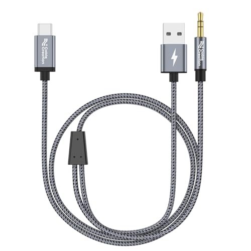CableCreation USB C to 3.5mm Audio Cable with USB Charging Cable, Car Aux Cable, Type C to Aux Jack Headphone Car Stereo with 18W Charge for iPhone 16 15 Pro Max Plus, Galaxy S24/S23+, Pixel 9/8/7+