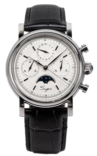 Sugess Seagull ST1908 40mm White Moon Phase Date Chronograph Sapphire Silver 1963 BNIB