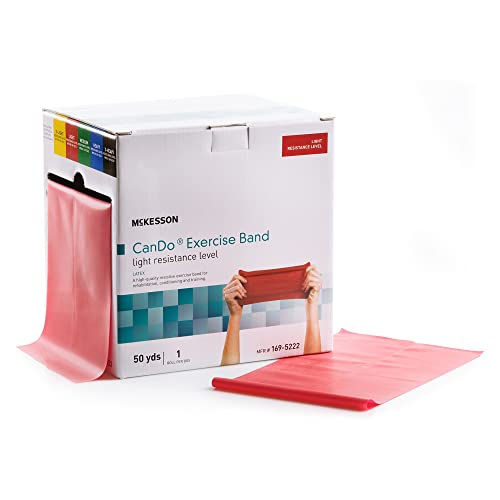 McKesson Can Do Exercise Resistance Band - Workout Bands for Physical Therapy - Red, Light Resistance - 5 in x 50 yd, 1 Count