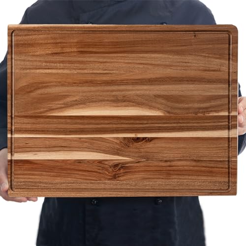 Extra Large Acacia Wood Cutting Board for Kitchen, 24 x 18 Inch Large Butcher Block Chopping Board with Juice Groove, Thick Wood Cutting Boards Carving Board for Turkey Meat Vegetables BBQ