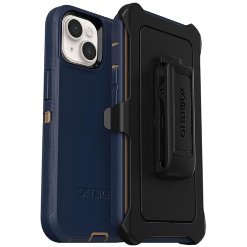 OtterBox iPhone 14 & iPhone 13 (Only) - Defender Series Case - Blue Suede Shoes - Rugged & Durable - with Port Protection - Holster Clip Included - Non-Retail Packaging