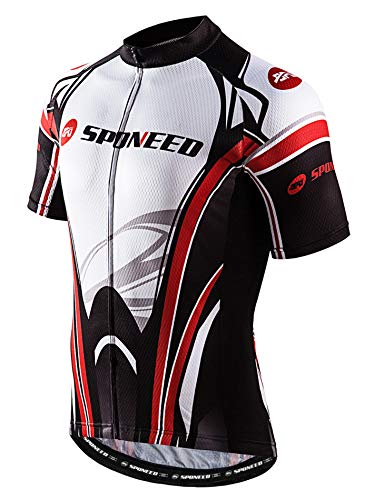Bicycle Jersey for Men Cycling Wear Gym Quick Dry Outdoor Cycle Tops Road Biking Spin Shirt US M White Red