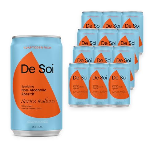 De Soi Spritz Italiano Sparkling Botanical Beverage 8 fl oz (12-Pack) – Adaptogen Drink with Calming Botanicals, Functional Sparkling Beverage, Gluten Free, No Artificial Flavors, Caffeine-Free