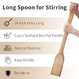 ROZJOVU 24 Inch Stirring Long Handle Bamboo Spoons Wooden Stir Sticks Extra Wide Kitchen Aid Bamboo Spatula Flat Paddle for Cajun Crawfish Seafood Cooking.