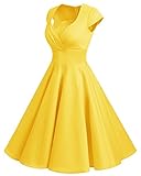 Bbonlinedress Yellow Vintage Dress Formal Cocktail Prom Party Women Short 1950s Retro Pinup Swing Dress Yellow L