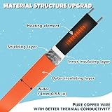 6FT ~ 100FT Heat Tape for Water Pipes with 80FT Thermostat Self-Regulating Freeze Protection high Efficiency Water Pipe Heating Cable for Metal and Plastic Pipes 7.6W/FT(80FT with Leakage Protector)