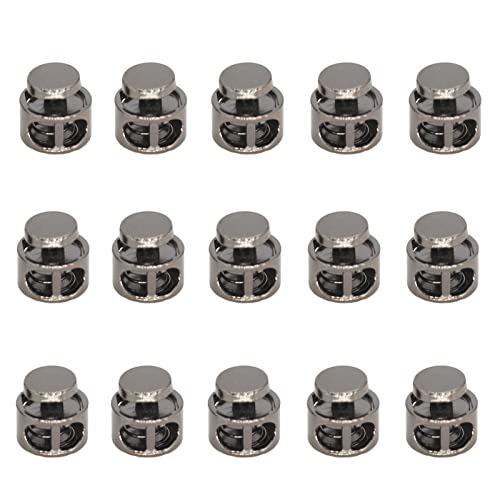 Yunpo Metal Cord Locks for Drawstrings Round Cord Stopper Gunmetal Double Hole Spring Clasps Toggle Fastener Elastic Buckle for Shoelaces, Paracord, Bags, Clothing, and Storage(30PCS)