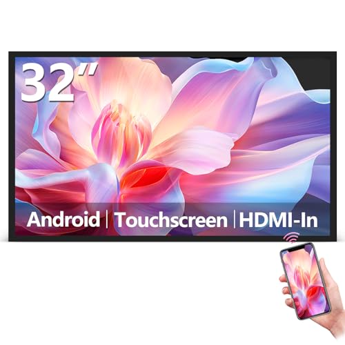 32" Anti-Glare 500Nits Capacitive Touchscreen Industrial Monitor, Digital Signage Display for Advertising, Reverse Control Laptop, Wireless Screen Mirroring, Built-in Speakers, USB, HDMI Ports