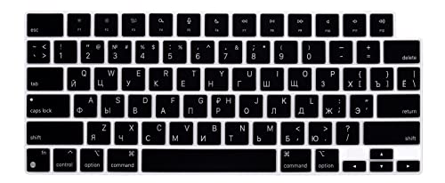WYGCH Russian Keyboard Cover Skin for MacBook 2025-2022 Air 13.6" 15" M4 M3 M2 A3240 A3241 A3113/A3114/A2681/A2941; 2025-2021 Pro 14" 16.2" M4 M3 M2 M1 Pro/Max A2918/A2992/A2779/A2780/A2991-US Layout