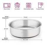 E-far 6 Inch Cake Pan Set of 3, Stainless Steel Round Smash Cake Baking Pans Tins, Non-Toxic & Healthy, Mirror Finish & Dishwasher Safe