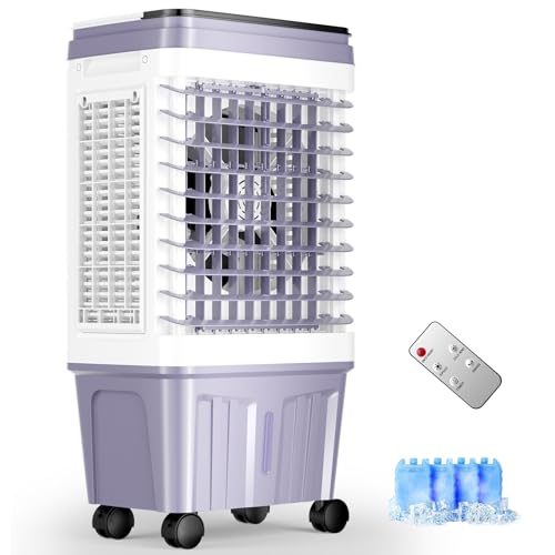 Portable Air Conditioners, 2500 CFM Swamp Cooler with 6.87 Gal Water Tank, 3-Speed Fan, 25 DB Evaporative Air Cooler with 16 FT Remote Control, 120°Oscillation, 7.5H Smart Timer, 4 Ice Packs