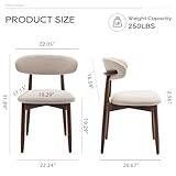 COLAMY Wooden Dining Chairs Set of 4, Modern Fabric Upholstered Kitchen Side Chairs, Farmhouse Dining Room Chair with Foot Pegs, Beige