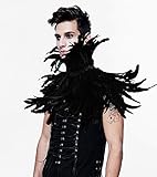 L'VOW Gothic Black Feather Shrug Cape Shawl Halloween Costume for Men (Style -02)