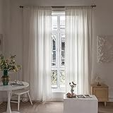 BCLBUSTE Boho Curtains Embroidery Linen and cotton Curtains 63 Inch Length 2 Pannels for Living Room, Cream Off White Light Filtering Farmhouse Curtains for Bedroom Rod Pocket Draperies 52" W x 63" L