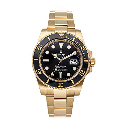 Rolex Submariner Black Dial 18K Yellow Gold Oyster Bracelet Automatic Men's Watch 116618BKSO