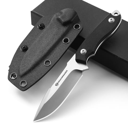 DRACHENADER EDC Fixed Blade Knife with Kydex Sheath 7-Inch D2 Steel Small Tactical Knife with Clip Lock, Versatile for Horizontal and Vertical Carry