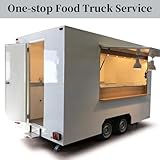 Food Trailer Mobile Food Truck Trailer Fast Food Trailers for Sale Ice Cream Cart For Business Concession Food Trailers for Sale Food Vending Cart Hot Dog Cart with Wheel for Business (5*2.1*2.35m)