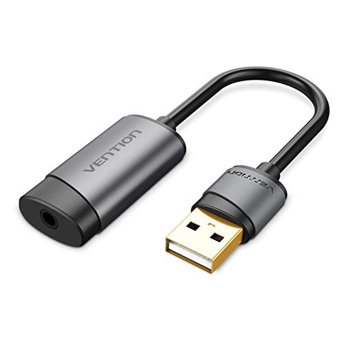 VENTION USB Sound Card, External Sound Card - USB to 3.5mm Jack Audio Adapter with Noise Reduction Chip, Stereo Sound Card Headphone or Mic Converter Compatible with PS5, PS4, Laptop, PC(2 in 1 Jack)