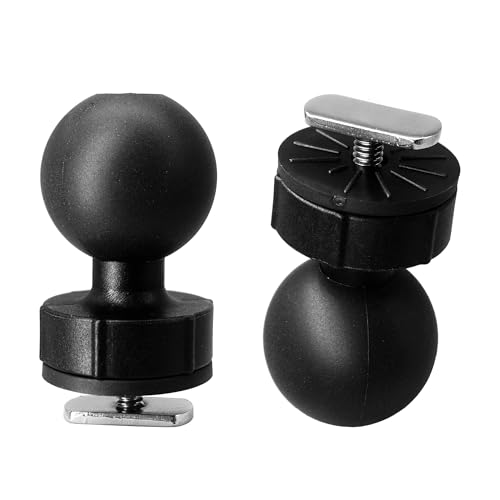 WINDFRD 2 pcs 1.5" Track Ball Mount Base with T-Bolt Attachment for Kayak/Boat Track, Compatible with RAM, Arkon, iBolt and More 1.5 inches/C Size Ball Double Socket Arm, for Fish Finder/GPS Mount