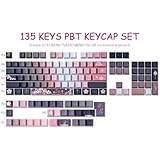 JOMKIZ PBT keycaps, 135 Keys Double Shot Keycaps Side Engraved Transparent Keycap Set Cherry Profile Backlit Keycaps for Cherry MX Switch ASIN/ISO Layout Mechanical Keyboard