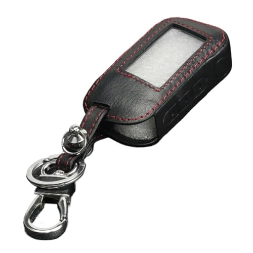 Leather Case Compatible For Starline A93 A63 A96 Car Alarm Remote Controller Only Starline A93 LCD Keychain Cover(Red thread)