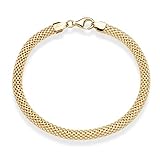 Miabella 18K Gold Over Sterling Silver Italian 5mm Mesh Link Chain Bracelet for Women, 925 Made in Italy (Length 7 Inches (Small))