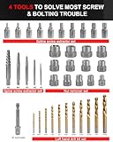 Kolvoii 39 PCS Screw Extractor Set & Bolt Extractor Set, Left Hand Drill Bit Set, Multi-Spline Bolt Remover Tools, Suit for Pull Out Damaged, Broken, Stripped Rounded-Off Bolts, Screws, Nuts, Studs