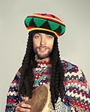 Hicarer 6 Pcs Halloween Rasta Hat with Black Dreadlocks Rasta Wig with Cap Reggae Jamaican Hat with Long Braided Synthetic Hair for Party Costume Accessory