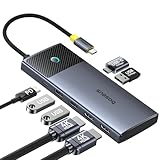 Baseus Docking Station for MacBook, 10Gbps USB C Docking Station Dual Monitor, USB C Hub for MacBook Pro Air/Dell/HP/Lenovo/Surface