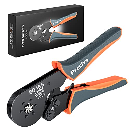 Hexagonal Ferrule Crimper, Preciva Hexagonal Jaw Wire Crimping Pliers AWG 28-5 Self-Adjustable Ratchat Wire Crimping Tools for Wire Terminals Cables End-sleeves