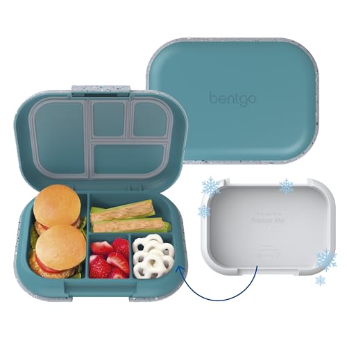 Bentgo Chill Kids Leak-Proof Lunch Box - 4-Compartment Bento Box with Built-In Ice Pack, 3.3 Cup Capacity, PFAS & BPA-Free, Microwave & Dishwasher Safe, Ideal Size for Ages 3 to 7 (Truly Teal)