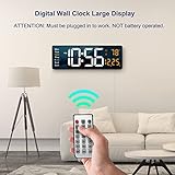 Digital Wall Clock Large Display, 16.2 Inch , LED Digital Clock with Remote Control for Living Room Decor, Automatic Brightness Dimmer with Date Week Temperature (Orange)