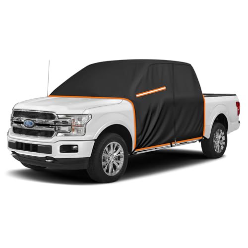 QUNSUNUS Waterproof Truck Cover for Ford F-150/F-250 Super Crew 2015-2023, Cab Cover with Zipper, Half Truck Cover All Weather with Wind, Sun, UV and Dust Protection