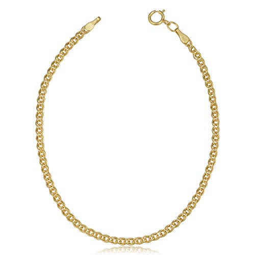 Kooljewelry 10k Yellow Gold Hollow Inner Link Bracelet (2.3 mm, 7 inch)