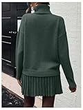 MakeMeChic Women's Sweater Skirt Sets 2 Piece Outfits Ribbed Knit Mock Neck Sweater Pullovers A Line Mini Skirt Set S-Green Small